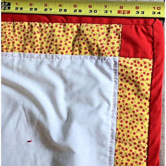 Handmade Calico WINNIE The POOH Crib Quilt w/Knot Ties Comforter Nursery 34x44 - Picture 8 of 12